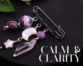 Amethyst & Super 7 Bag Pins - Cute Crystal Charm Saftey Pin