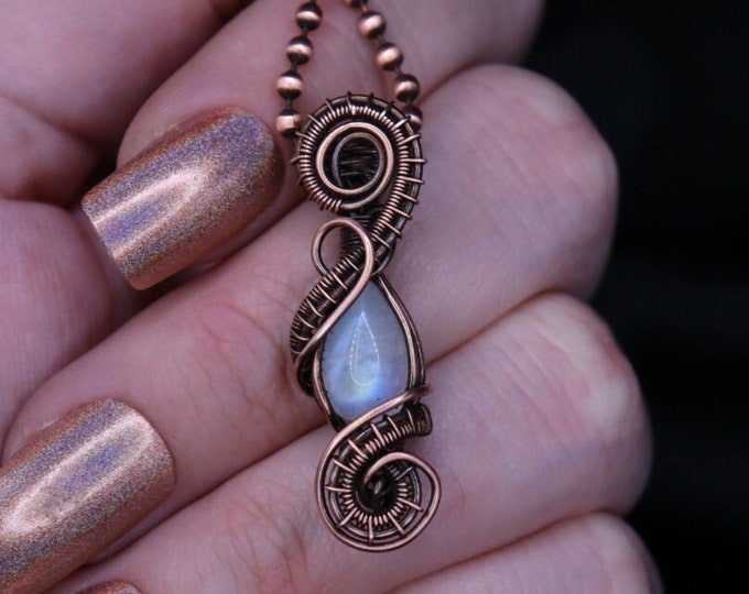 Cute Moonstone Swirl Copper Pendant Necklace