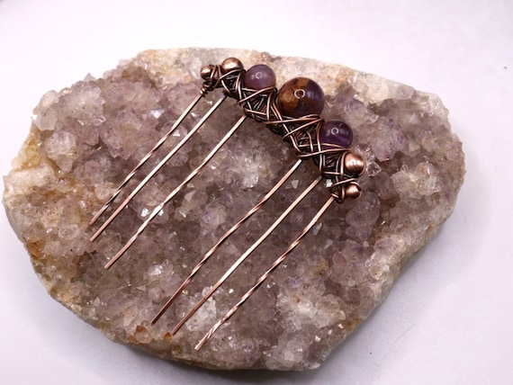 Handmade Copper Hair Comb – Super 7 Crystal, Metaphysical Hairpiece