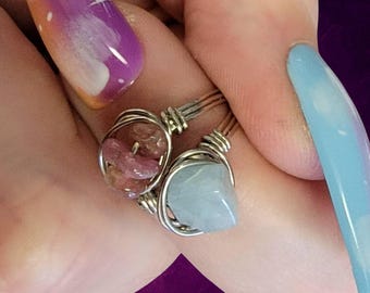 Kid Sized Rings - Little Finger Rings - Wire Crystal Chip Ring - Toddler Jewelry - Knuckle Ring -Dainty Jewelry- Girl Accessories - Size 4