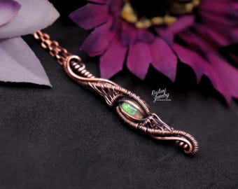 Opal Twisted Necklace - Made to Order Ethiopian Opal Copper Wire Wrapped Pendant