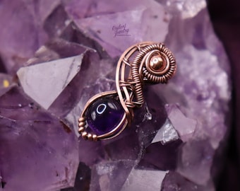 Amethyst Copper Wire Wrapped Mini Pendant