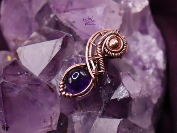 Amethyst Copper Wire Wrapped Mini Pendant