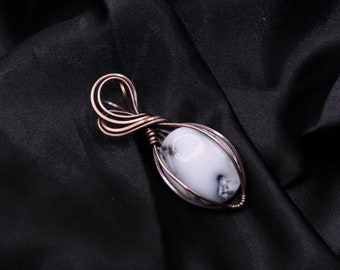 Dendritic Opal Copper Wire Wrapped Pendant