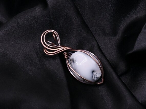 Dendritic Opal Copper Wire Wrapped Pendant