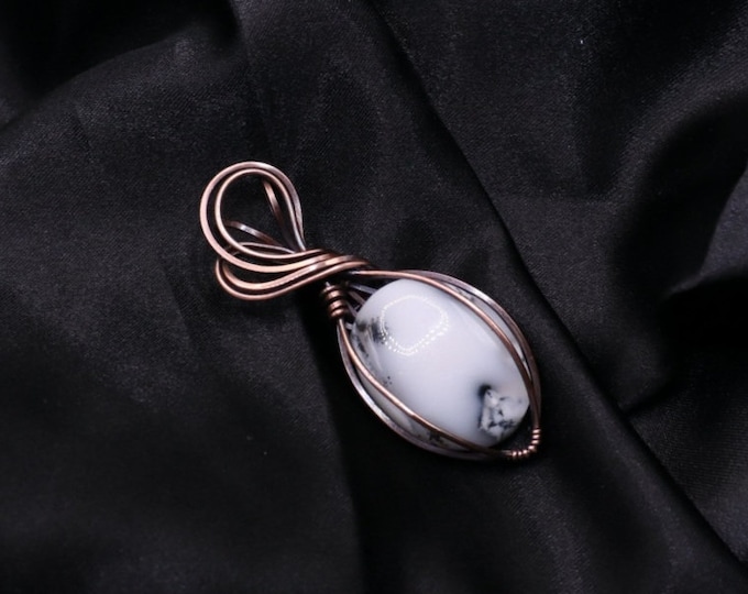 Dendritic Opal Copper Wire Wrapped Pendant