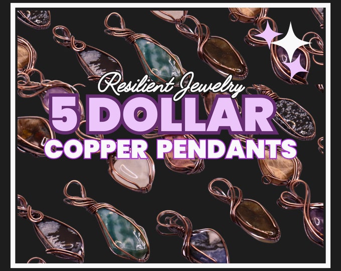 Assorted Tumbled Crystal Copper Wire Wrapped Pendant- Cute Crystal Pendants - Witchy things for 5 dollars- Random Mystery Crystal Necklace