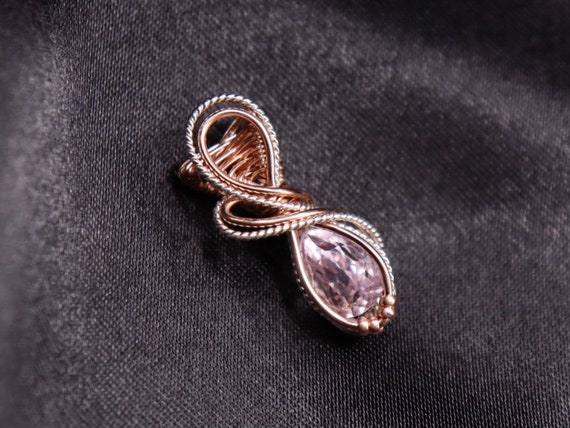 Kunzite Pendant – Rose Gold and Sterling Silver Wire Wrap