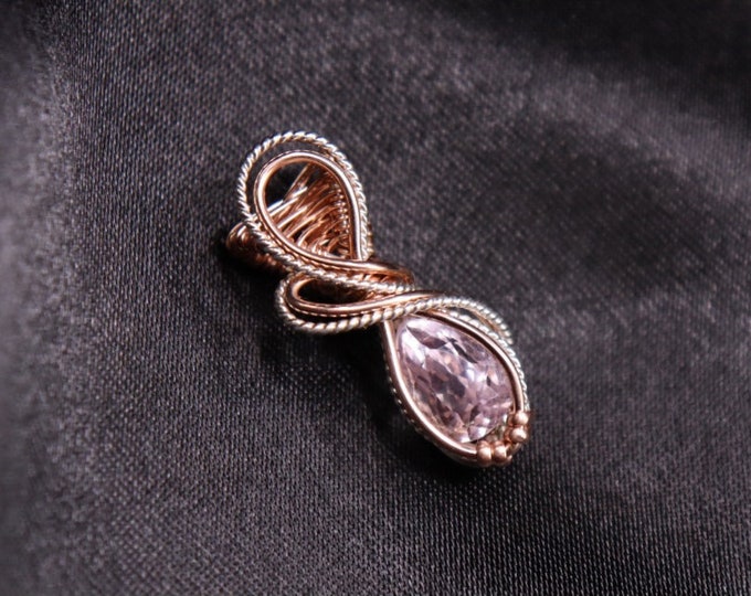 Gorgeous Kunzite Rose Gold And Silver Mini Pendant - Faceted High Quality Kunzite - Heart Chakra Crystal Necklace for Love and Relationships