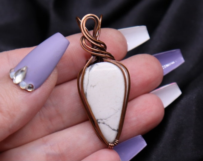 Howlite Copper Wire Wrapped Pendant