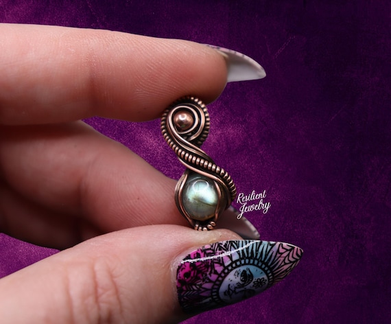 Labradorite Mini Pendant - Antique Copper Wire Wrapped Crystal