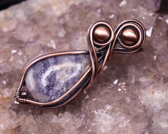 Tiffany Stone Copper Wire Wrapped Pendant- Purple Crystal Afordable Gemstone Jewelry