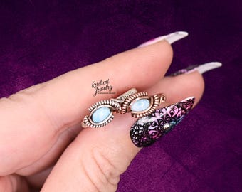 Larimar Wire Wrapped Ring- Sky Blue Larimar Crystal Ring- Cute boho Larimar Jewelry - Copper or Sterling Silver Simple Style Ring