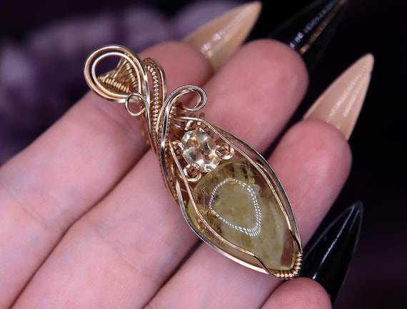 Handcrafted Lemon Quartz Citrine Pendant: 14k Gold Filled Necklace