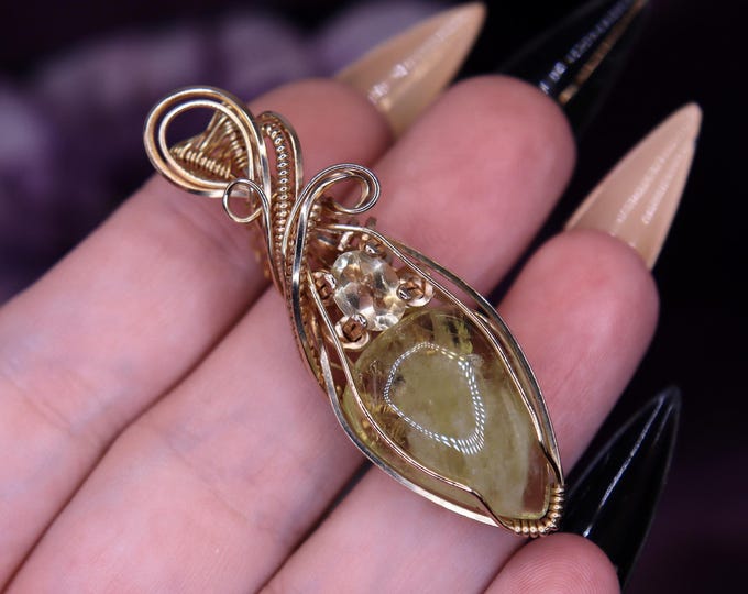 Handcrafted Lemon Quartz and Citrine 14k Gold Filled Pendant with Chain - Elegant Crystal Jewelry - Ethereal Golden Crystal Necklace