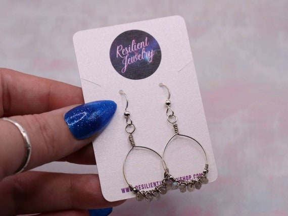 Handcrafted Labradorite Hoop Earrings – Sterling Silver Dangles