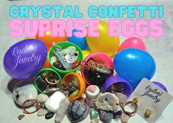Crystal Confetti Surprise Eggs – Mixed Raw Tumbled Crystals, Jewelry, Carvings