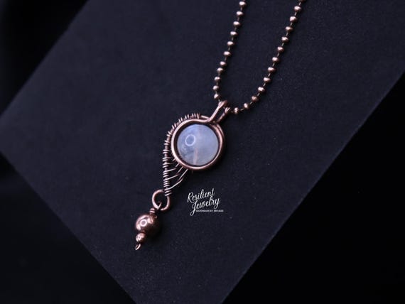 Mini Crystal Drop Pendant | Fidget Focus Aid | Copper Wire Wrapped Layering Necklace