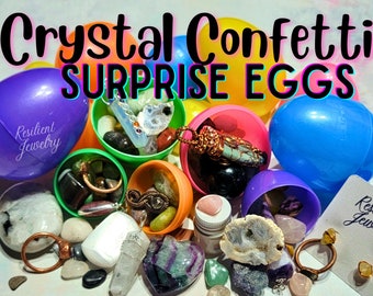 Crystal Confetti Suprise Egg- Crystal Eggs - Jewelry Mix - Mystery Box - Tumbled Crystal Gifts for Teens - Easter Eggs - Spring Celebration-