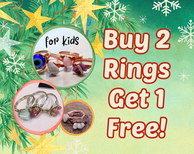 Kids Crystal Ring- Little Finger Rings - Wire Crystal Chip Ring  - Toddler Girl Jewelry - Knuckle Ring Dainty Girl Jewelry- Copper Wire Ring