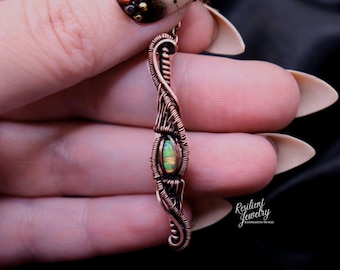 Colorful Opal Copper Weaved Pendant- Made to Order Opal Necklace