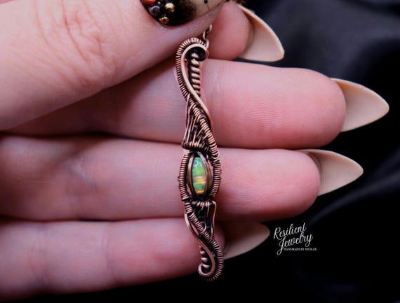 Colorful Opal Copper Weaved Pendant- Made to Order Opal Necklace