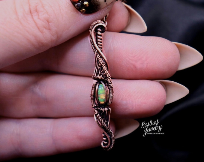 Colorful Opal Copper Weaved Pendant- Made to Order Opal Necklace