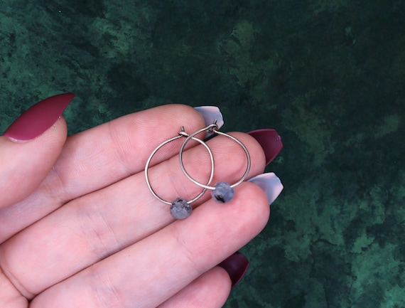 Kyanite Teardrop Sterling Silver Hoop Earrings – Handmade Gemstone Jewelry
