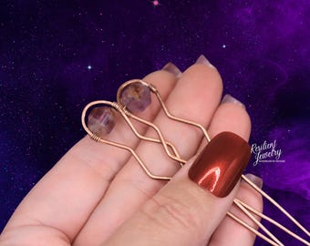 Super 7 Hammered Copper Hair Pins - 2 pack - 3 inch Updo Bobby Pins - Medium Thick Hair