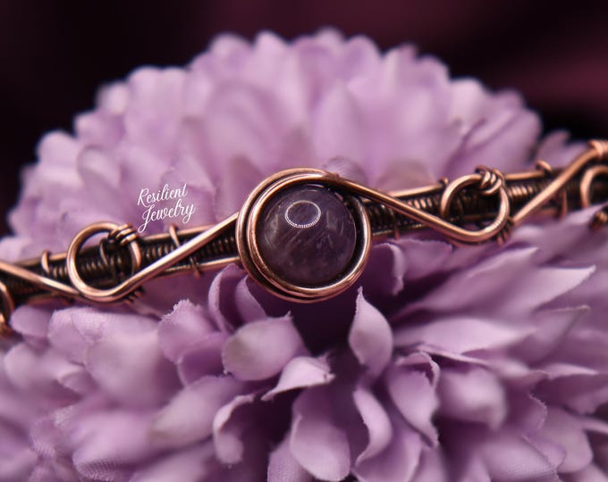 Super 7 Crystal Copper Cuff Bracelet - Cuff with Clasp - Copper Wire Wrapped Bracelet - Large Wrist - XS wrist - Custom Bracelet Gift