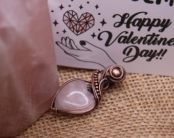 Valentines Day Wire Wrapped Pendant & Rose Quartz Tower Bundle - Raw Kunzite or Rose Quartz Heart Perfect gift for Valentines Day