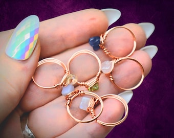 Little Girl Crystal Ring - Age 4 and Up - Wire Wrapped Ring Size 4 - Tiny Finger Rings