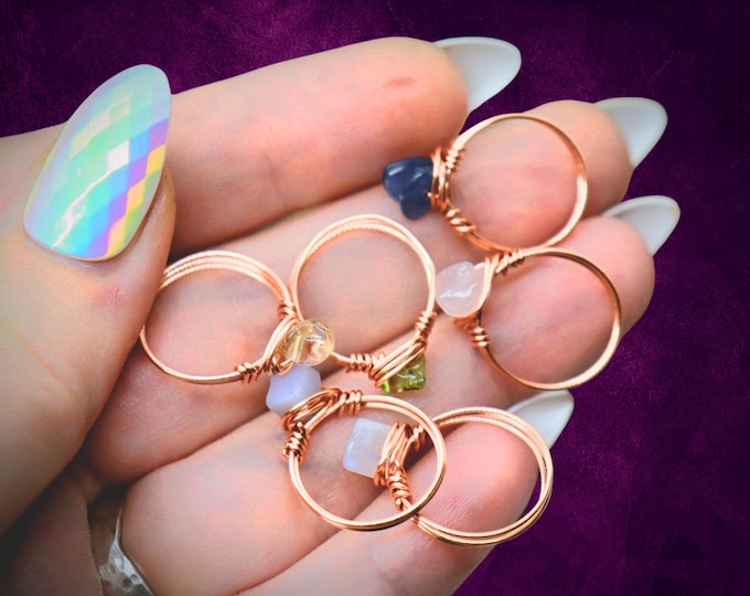 Little Girl Crystal Ring - Age 4 and Up - Wire Wrapped Ring Size 4 - Tiny Finger Rings