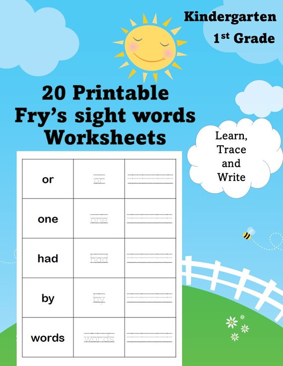 100 Printable Fry's Sight Word Worksheets 20 Worksheets - Etsy