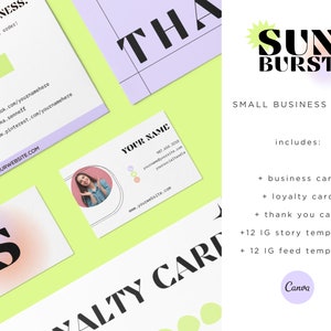 Colorful Business Bundle | Instagram Template | Boutique Thank You Card | Loyalty Card | Small Shop Rewards | Edit in Canva | Minimal