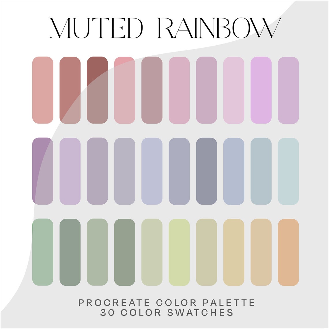 Muted Rainbow Procreate Color Palette // Procreate Color Palette