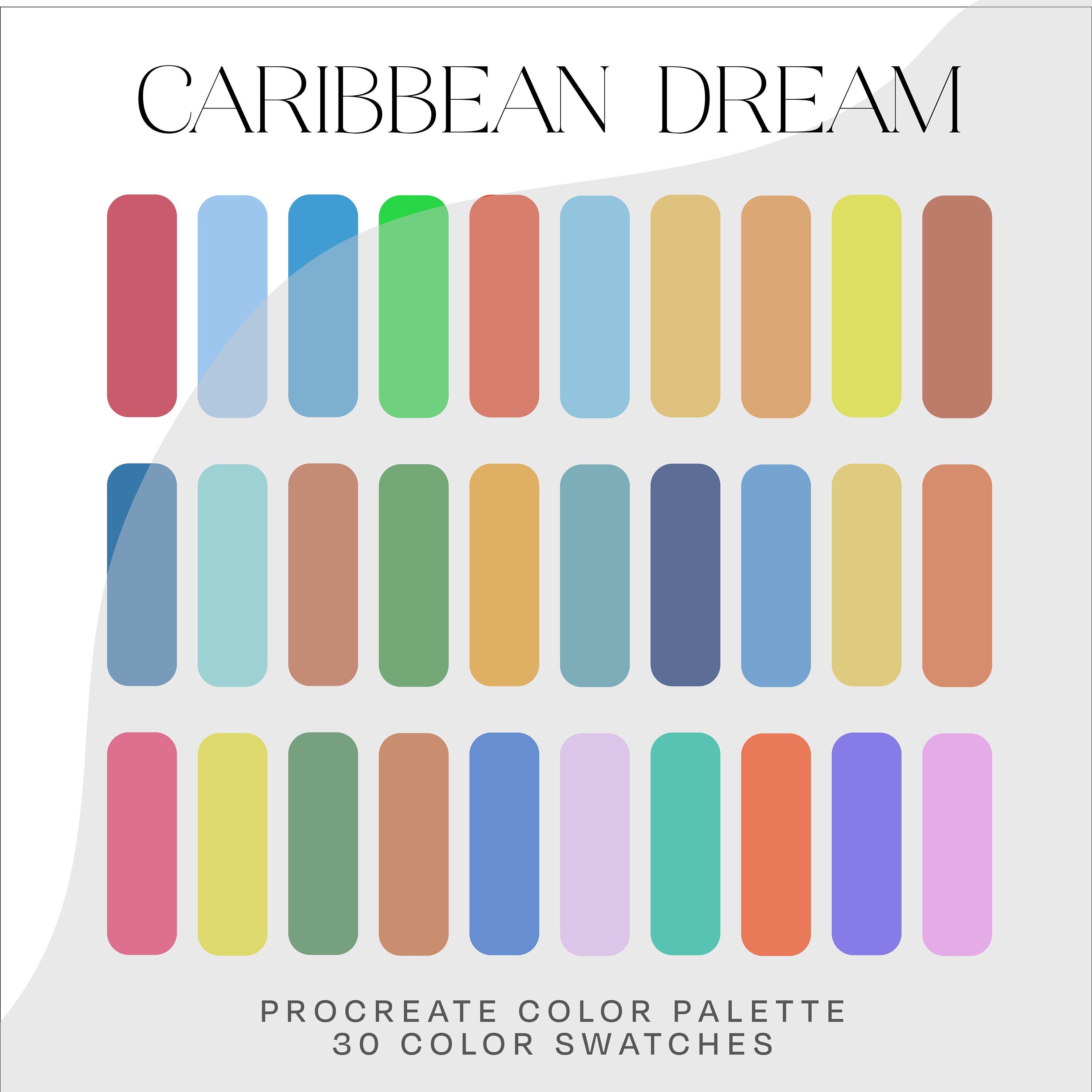 Palette de couleurs Procreate Caribbean Dream — Nuanciers tropicaux pour iPad (Téléchargement instantané)