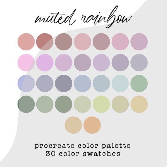 Muted Rainbow Procreate Color Palette // Procreate Color | Etsy