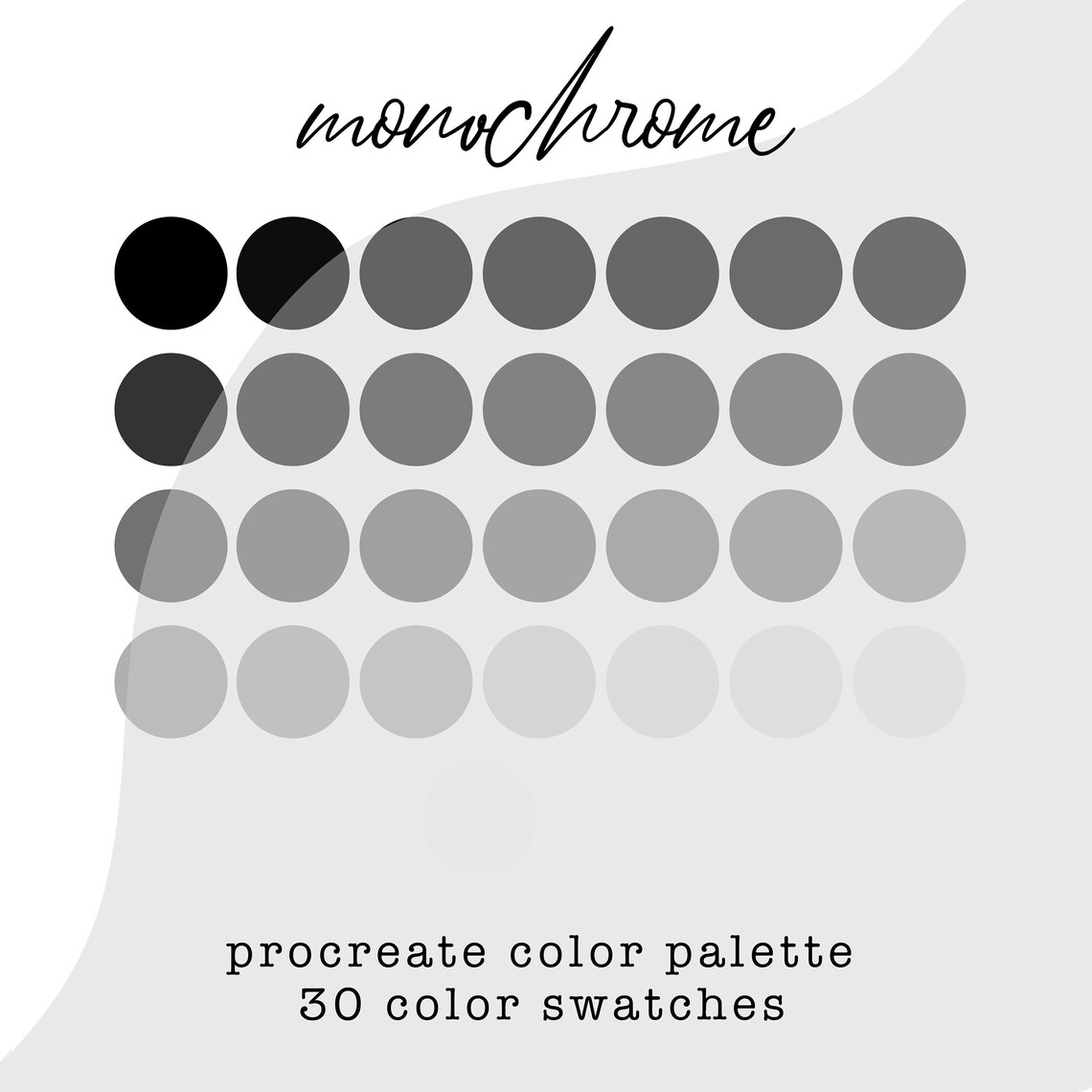 Monochrome Procreate Color Palette // Procreate Color Palette Etsy