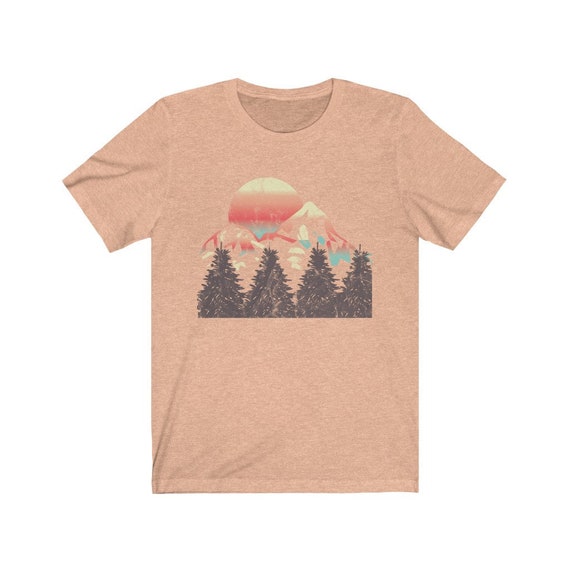 Sunset Mountain Vintage Retro Style Outdoor Camping t shirt | Etsy