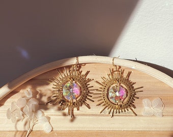 The ORGINAL Free Spirit Suncatcher Earrings, Color Therapy Glass Jewelry, Crystal Suncatcher Earrings, Rainbow Sun Crystal Dangle Earrings