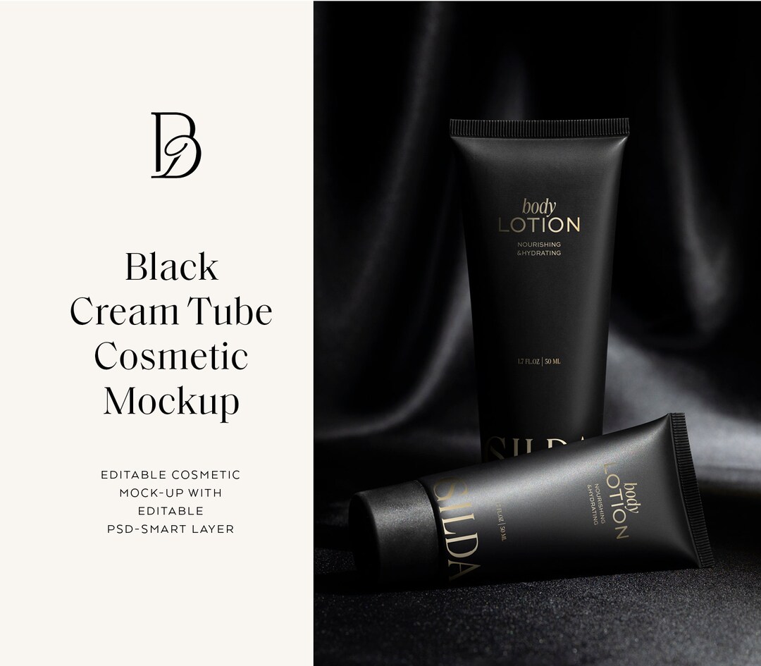 Black Cosmetic Cream Tube Mockup / Black Cosmetic Mockup / Cream Tube ...
