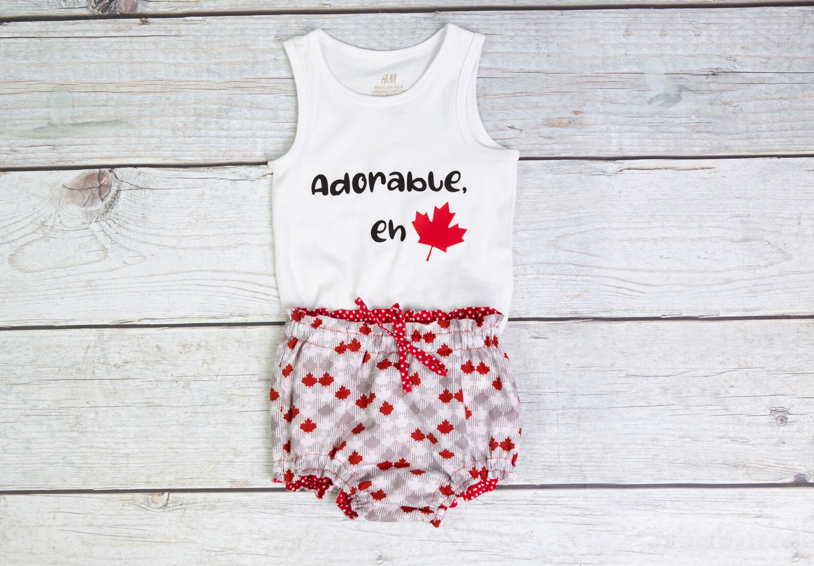 Canada Day Baby Boy/Girl Bloomer Outfit Grey Checkered Maple Etsy