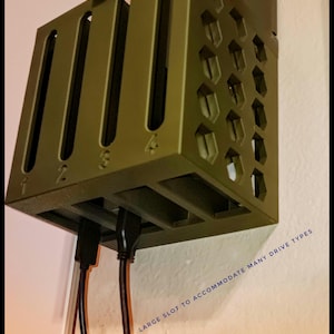 Hard Drive Docking Station- Storage Box- with Cooling Ventilation & Wall Mount Guide- Wall Anchors and a Zip Tie Included