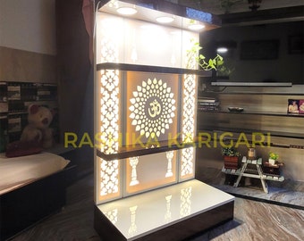 LED Light Wooden Temple | Home & Office Puja Mandir | Pooja Mandir for home usa | Mandir for home temple | Indian Mandir temple