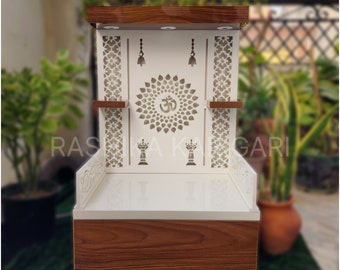 RashikaKarigari Wooden Mandir for Home and Office With Light | Temple For Home Décor | Puja Mandir  for home | Puja Ghar | Spiritual shrine