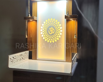 LED Wooden Home Temple | Wall Hanging Puja Mandir