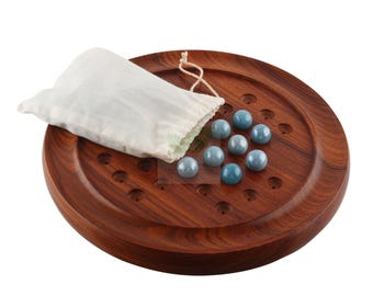 Handcrafted Sheesham Wood Solitaire Board Game: 9-Inch Brain Vita Puzzle