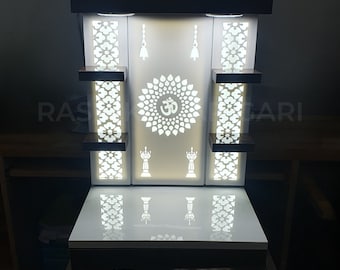 Wooden Mandir for Home: Handcrafted Temple with LED Light
