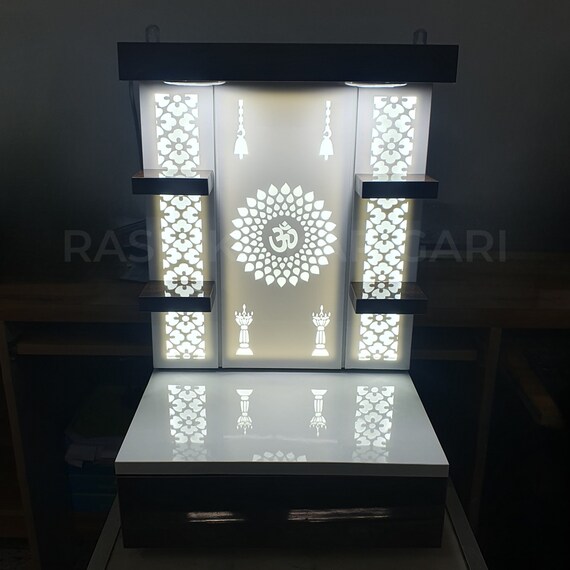 Wooden Mandir for Home: Handcrafted Temple with LED Light
